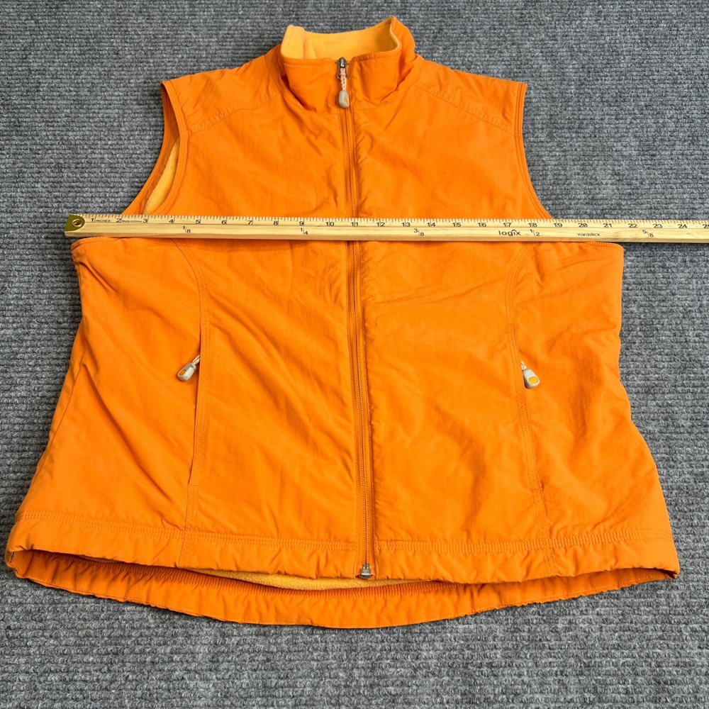 LL Bean Womens Large Orange Fleece Lined Nylon Full Zip Vest O BDR7 Mock Neck - Picture 5 of 6